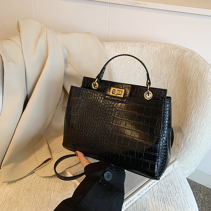 Women Hand Bags For Office - กระเป๋าถือลายหนังจระเข้สำหรับผู้หญิง Aidrani, กระเป๋าฝาพับหนังวัวแท้, กระเป๋าสะพายไหล่ดีไซน์เนอร์ สำหรับทำงาน สำนักงาน