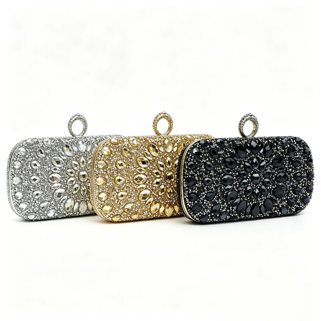 Women Bags On Sale - กระเป๋าคลัทช์เพชรเต็มใบ หรูหรา ประดับคริสตัล สำหรับผู้หญิง ใช้ในงานพรอม งานแต่งงาน