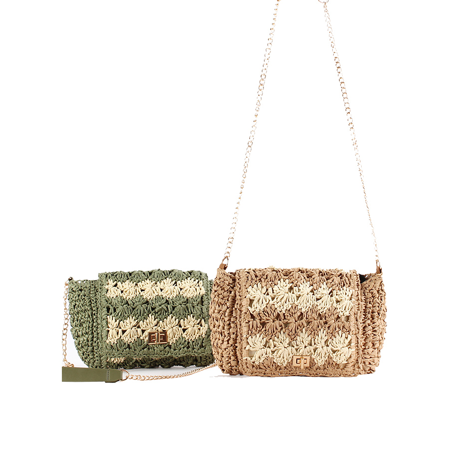 Women'S Raffia Bags - กระเป๋าสะพายข้างสานสำหรับผู้หญิง กระเป๋าถือแบบสะพายไหล่ลายปะติดปะต่อสำหรับฤดูร้อน กระเป๋าถือแบบถักโครเชต์สำหรับไปทะเล