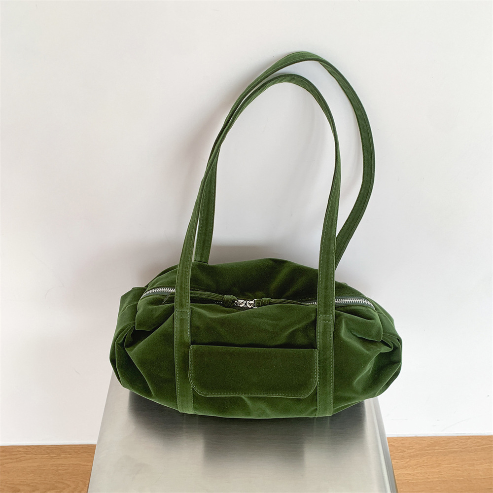 Women Hand Bags For Office - กระเป๋าถือผู้หญิงสไตล์วินเทจ ทำจากผ้ากำมะหยี่ ดีไซน์หรูหรา จุของได้เยอะ เหมาะสำหรับใช้ในชีวิตประจำวันและที่ทำงาน กระเป๋าสะพายไหล่สำหรับผู้หญิง