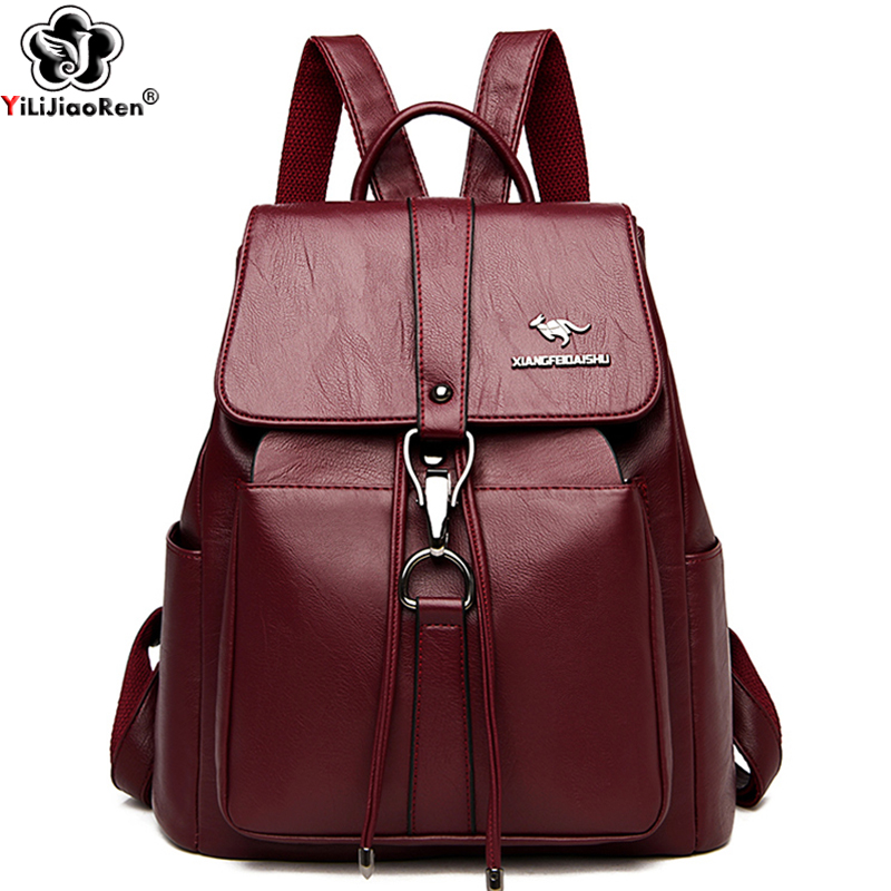 Women Bags Branded - กระเป๋าเป้สะพายหลังป้องกันการโจรกรรมผู้หญิงกระเป๋าสะพายแบรนด์ที่มีชื่อเสียงหนังกระเป๋าเป้สะพายหลังสําหรับสาวขนาดใหญ่ความจุกระเป๋าสุภาพสตรี Back Pack