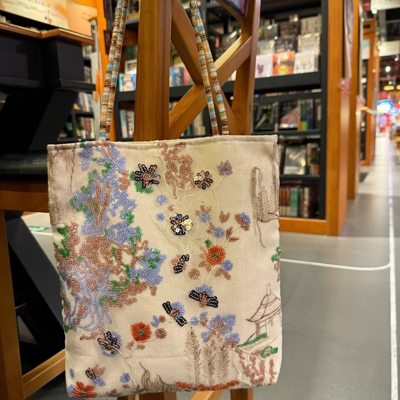 Women Bags 2026 Trends - กระเป๋าผ้าแคนวาสปักลายสไตล์จีนใหม่ปี 2026 ขนาดใหญ่ สะพายไหล่เดียว กระเป๋าถือสำหรับเดินทาง กระเป๋าช้อปปิ้งสำหรับผู้หญิง