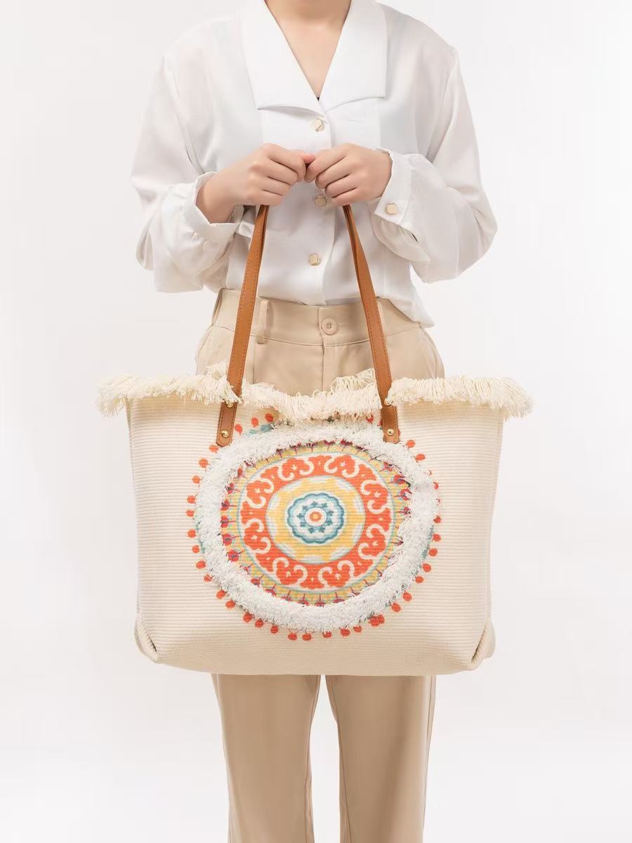 กระเป๋าโท้ทราฟเฟียพร้อมลายแมนด - Women'S Raffia Bags บทวิจารณ์และราคา